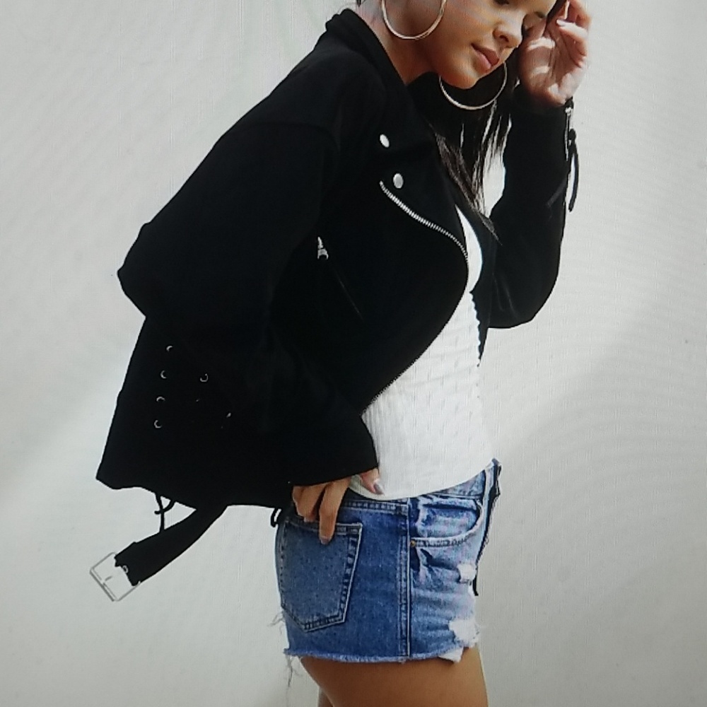 Black Suede Moto Jacket - Picture 2 of 8